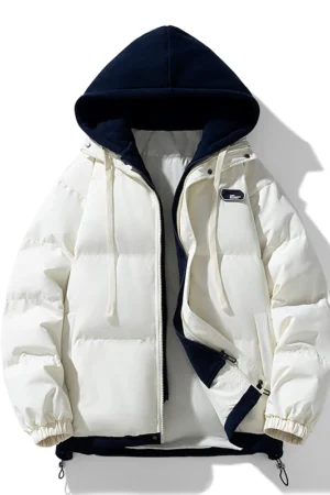 Japanese-style Down Cotton-padded Jacket Dopamine Fashion Coat Thickened Warm Men Vacation Two-piece Coat Warm Hooded Short Coat