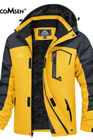 MAGCOMSEN Men's Hooded Fleece Ski Jacket Waterproof Thermal Thick Warm Parka Coats Winter Snow Jacket