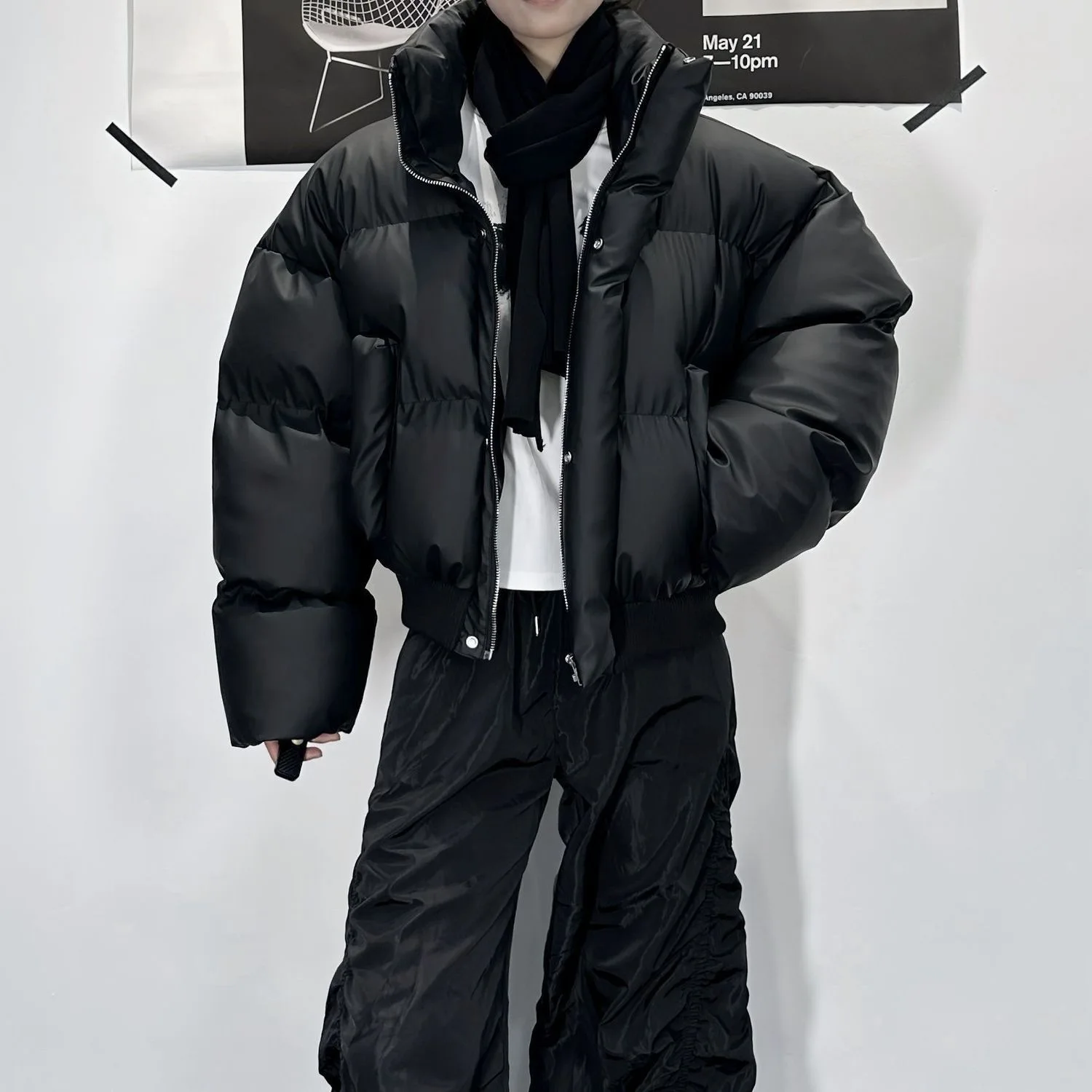 Men's & Women's Vintage PU Leather Puffer Jacket Winter Short Quilted Coat American Retro Stand Collar Unisex Couple Outerwear - 图片 2