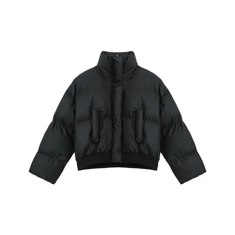 Men's & Women's Vintage PU Leather Puffer Jacket Winter Short Quilted Coat American Retro Stand Collar Unisex Couple Outerwear - 图片 6