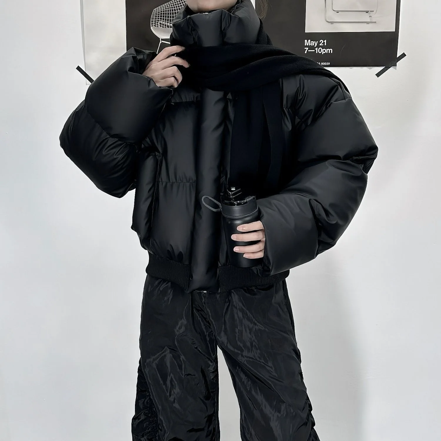 Men's & Women's Vintage PU Leather Puffer Jacket Winter Short Quilted Coat American Retro Stand Collar Unisex Couple Outerwear